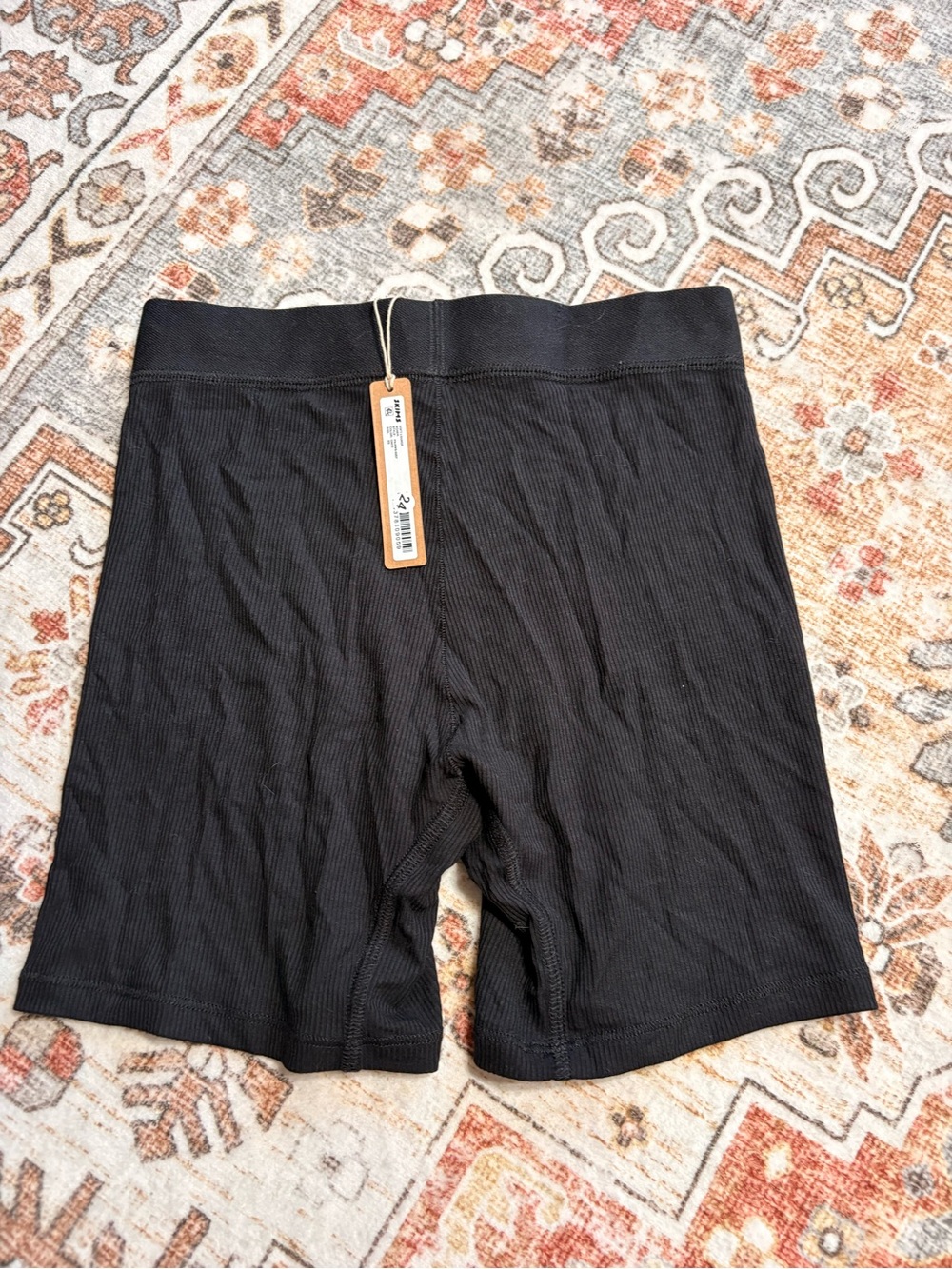 Women’s black Ribbed Stretch Boxer Shorts